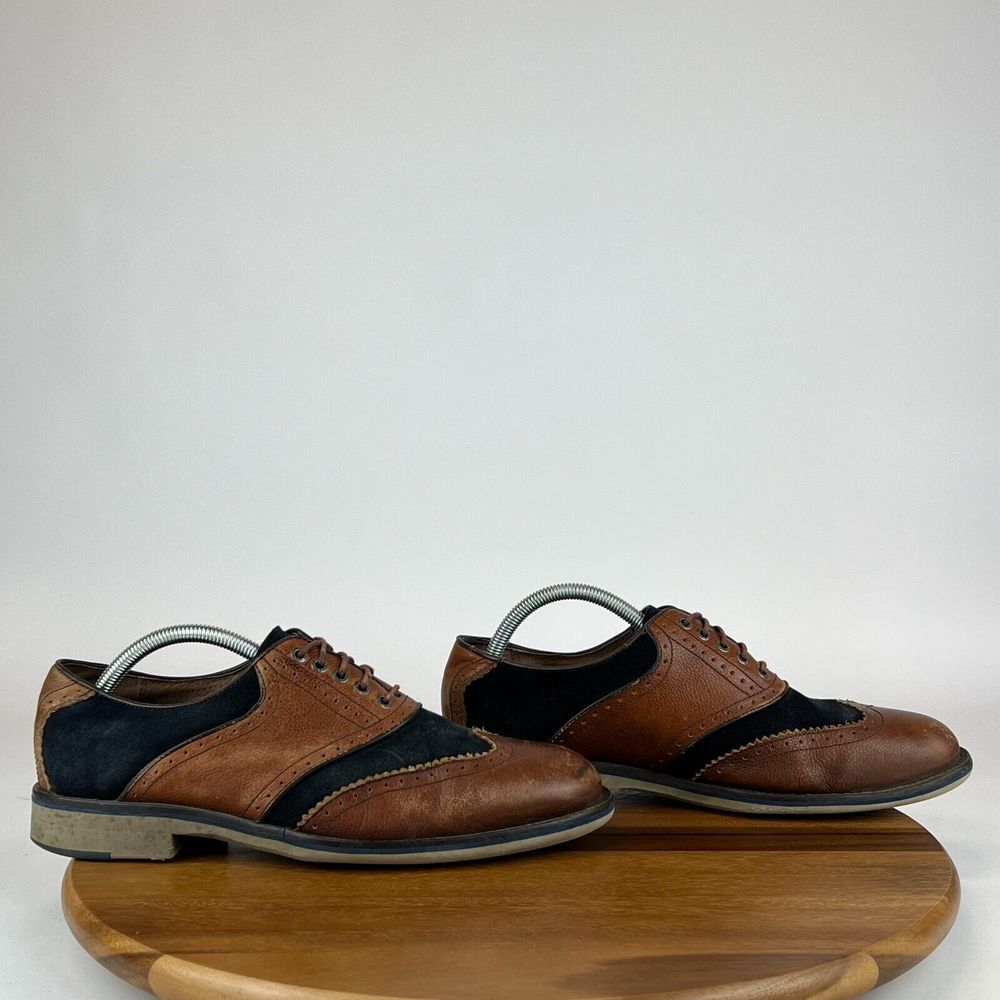 Mens Johnston & Murphy Wingtip Brogue Brown Blue Dress Derby Shoes Size 9.5 M